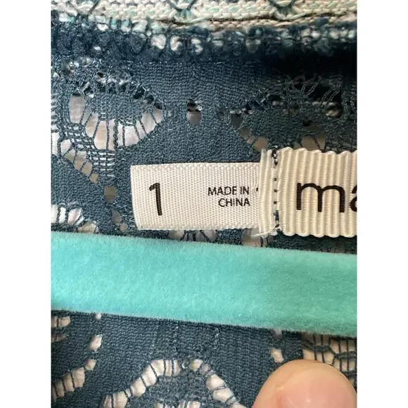 Maurices Shirt Womens 1X Gray Teal Cowl Neck Tunic 3/4 Sleeve Lace Inset Knit - Picture 7 of 10